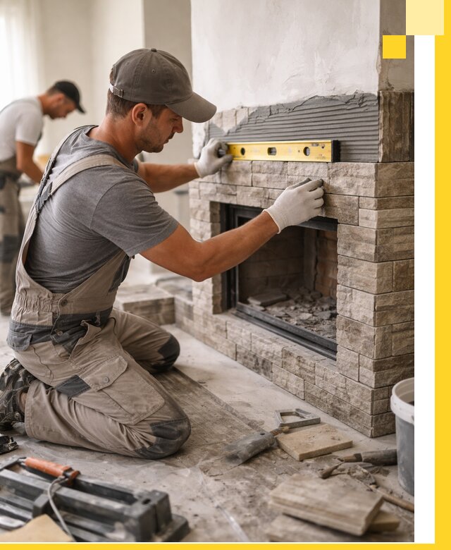 Облицовка каминов в Спасске-Дальнем, монтаж и отделка натуральным камнем