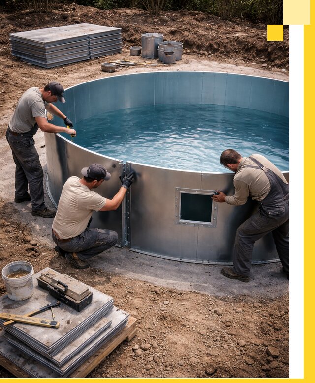 Круглые бассейны под ключ в Спасске-Дальнем проектирование и монтаж