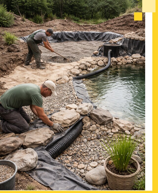 Строительство природных бассейнов и озер в Спасске-Дальнем под ключ