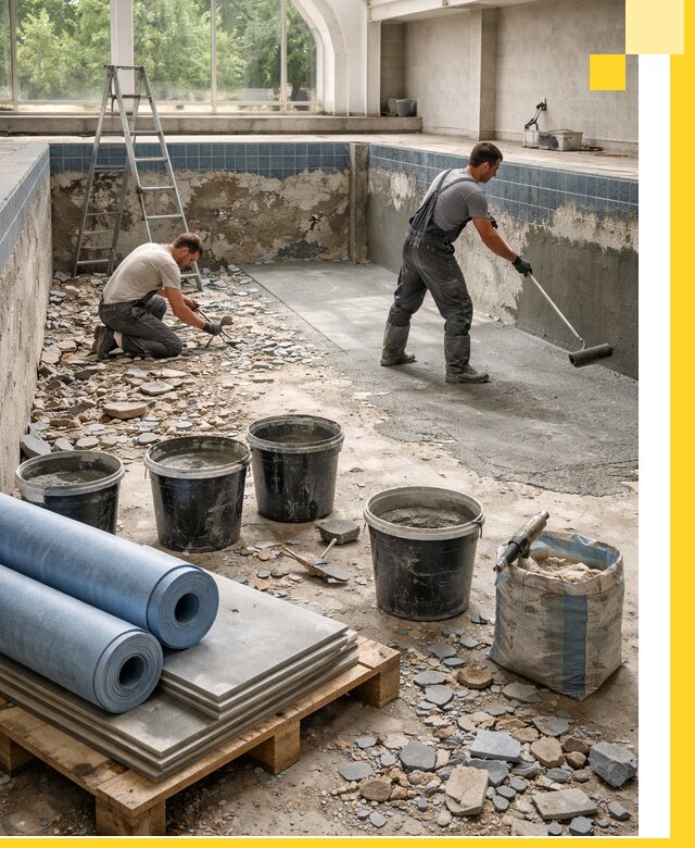 Реконструкция бассейнов в Спасске-Дальнем: ремонт, гидроизоляция