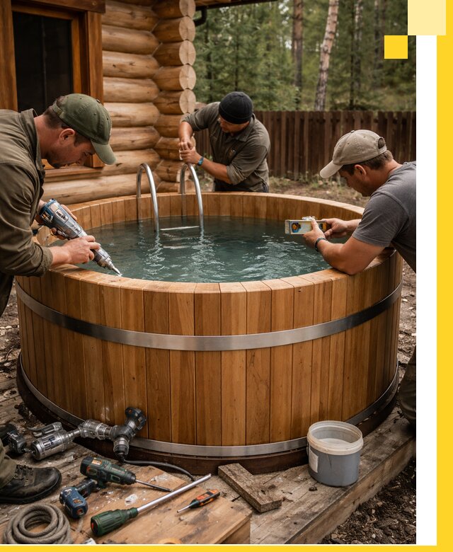 Строительство бань с купелью под ключ и отделкой в Спасске-Дальнем