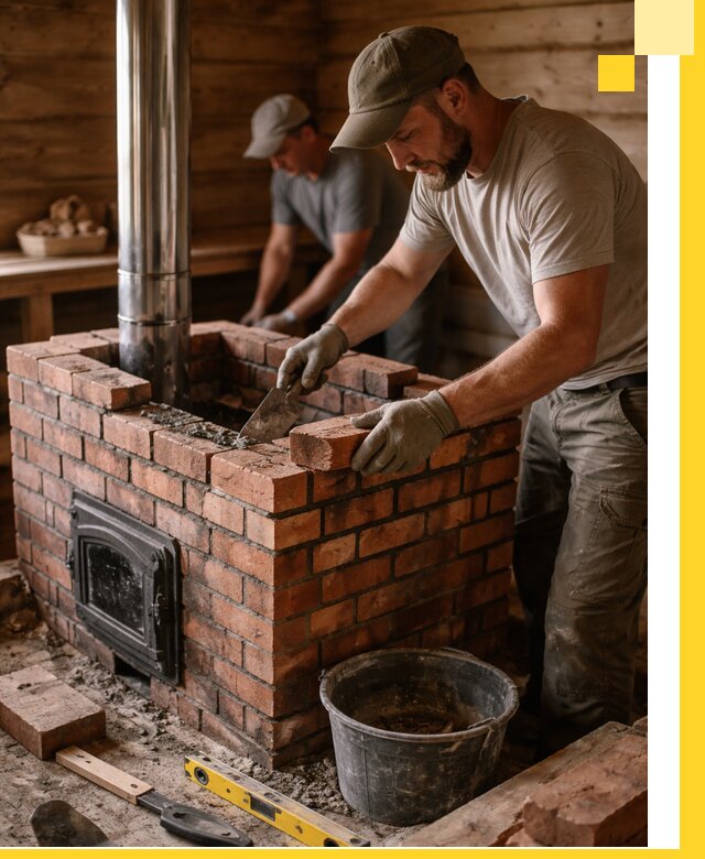 Кирпичные печи для бани под ключ в Спасске-Дальнем, проект и монтаж