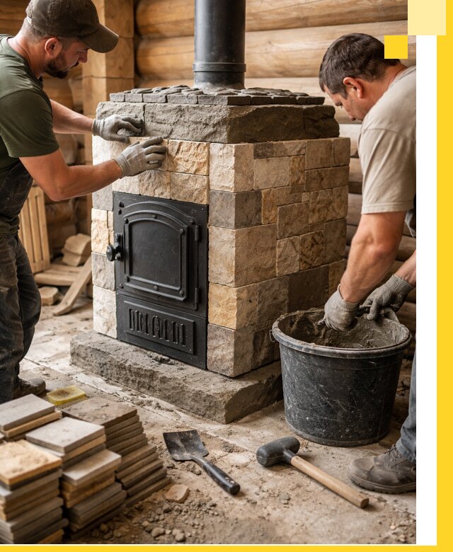 Облицовка банной печи под ключ в Спасске-Дальнем: камень и плитка