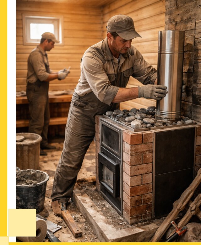 Монтаж печи в бане под ключ в Спасске-Дальнем от 20694 р. | ЭриданСпс