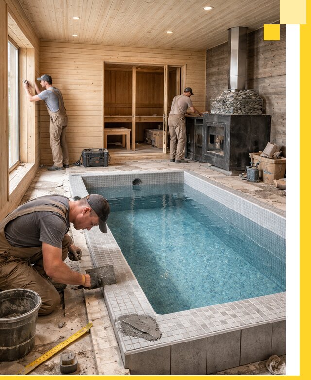 Проект бани с бассейном и сауной в Спасске-Дальнем под ключ