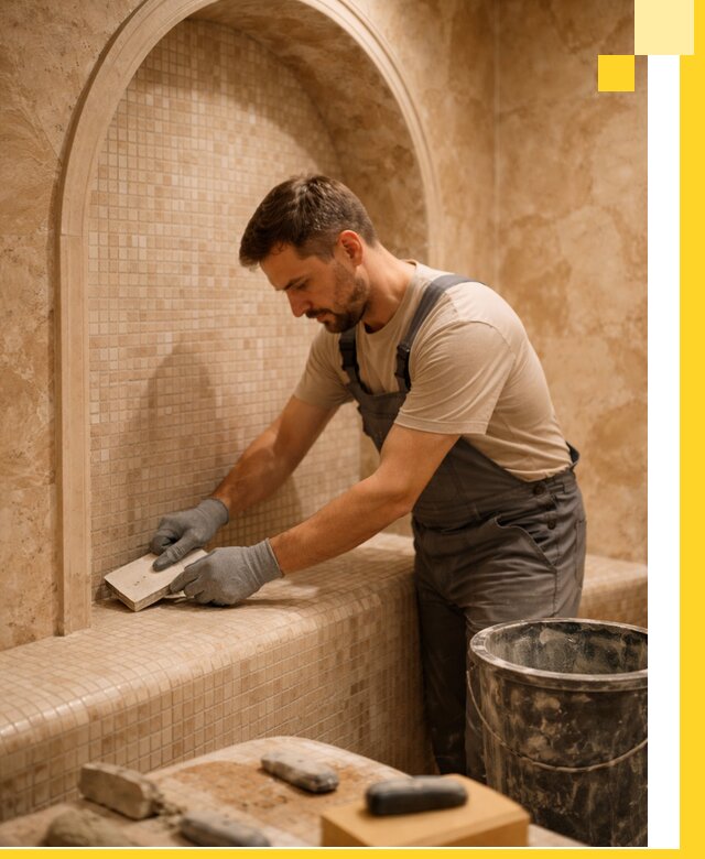 Профессиональная отделка хамамов с мозаикой под ключ в Спасске-Дальнем